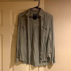 American Eagle Boyfriend Fit Button Down (Sage Green)